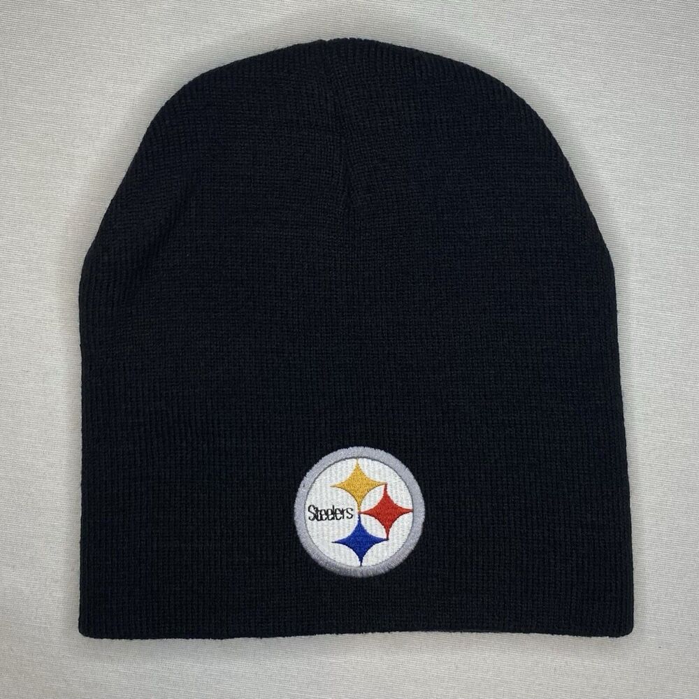 PITTSBURGH STEELERS Knit Beanie Toque One Size Fits All Black With Logo